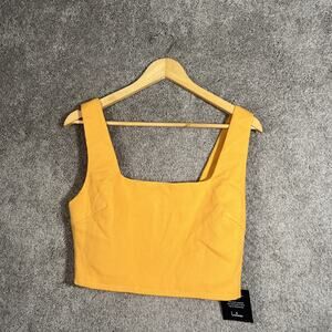 Lulus Womens Size Medium Crop Top Orange Sleeveless Zip Back Lined Tank Chic